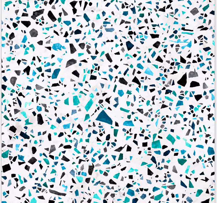 Papel pintado cocina motivo de terrazo azul - TenVinilo