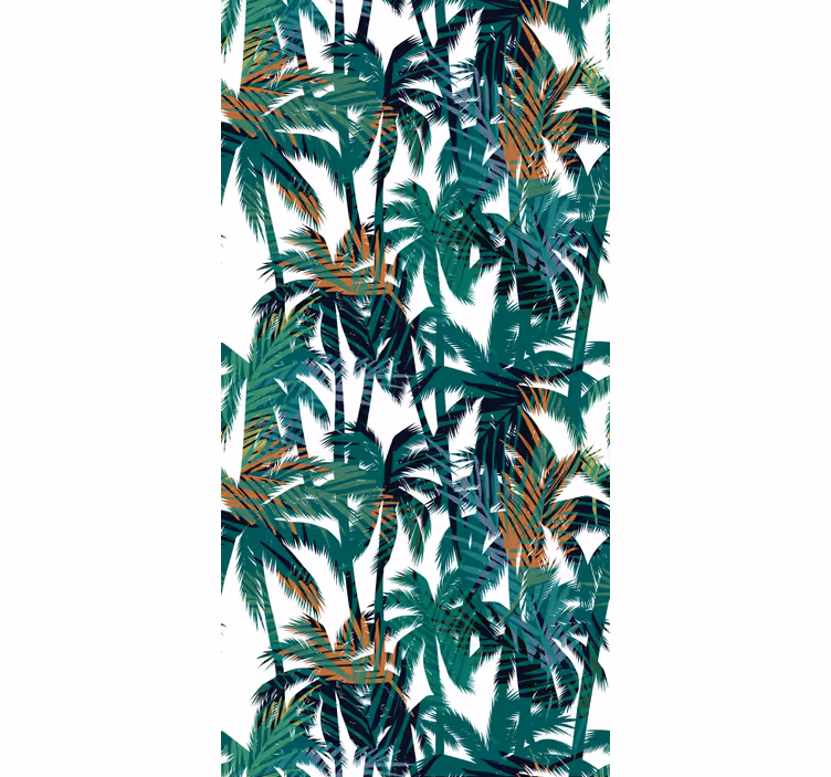 Papel pintado selva palmeras verdes y blancas - TenVinilo