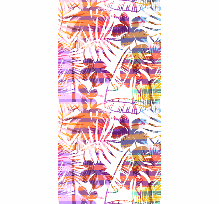 papel pintado troncos Palmeras exóticas y líneas patrón tropical - TenVinilo