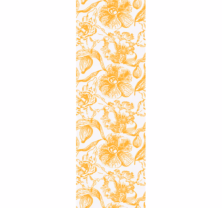 Papel pintado flores patrón vintage amarillo - TenVinilo