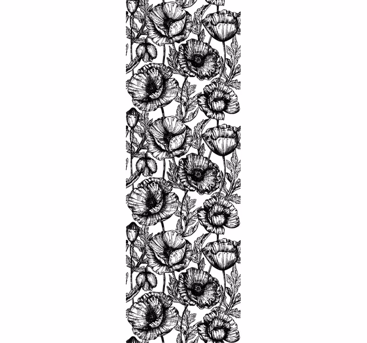 Papel pintado flores patrón floral negro - TenVinilo