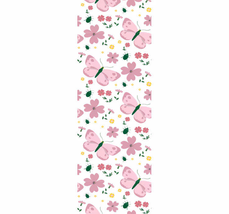 Papel pintado mariposas flores rosas - TenVinilo