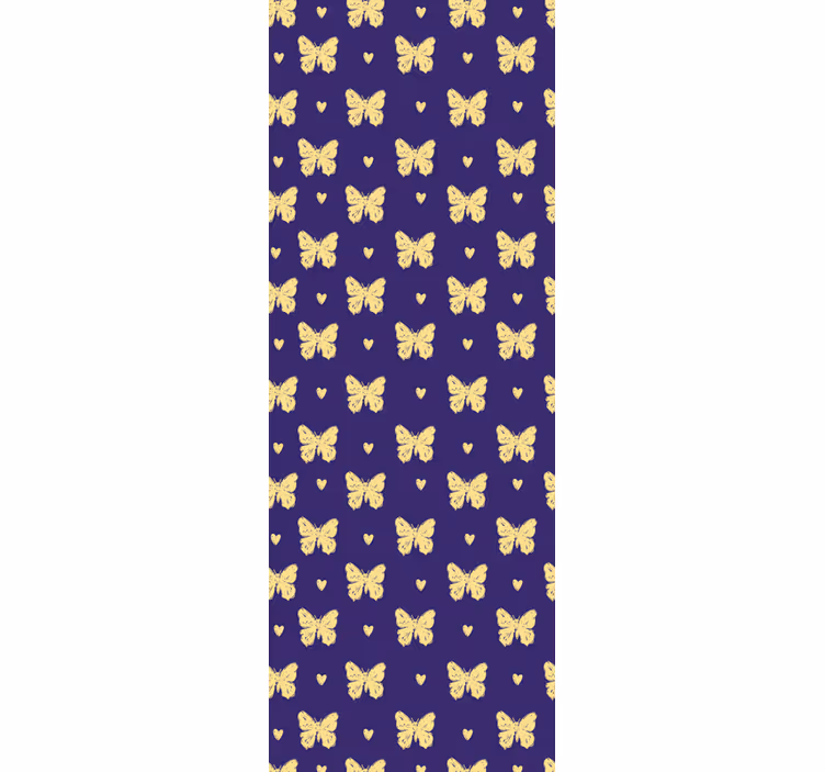Papel pintado mariposas patrón azul y dorado - TenVinilo