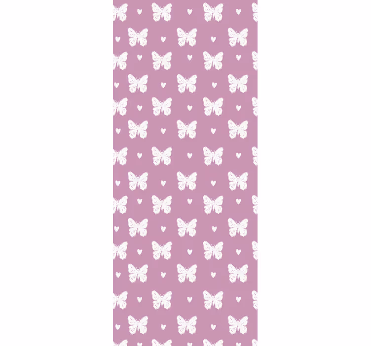 Papel pintado mariposas patrón de corazón blanco y rosa - TenVinilo