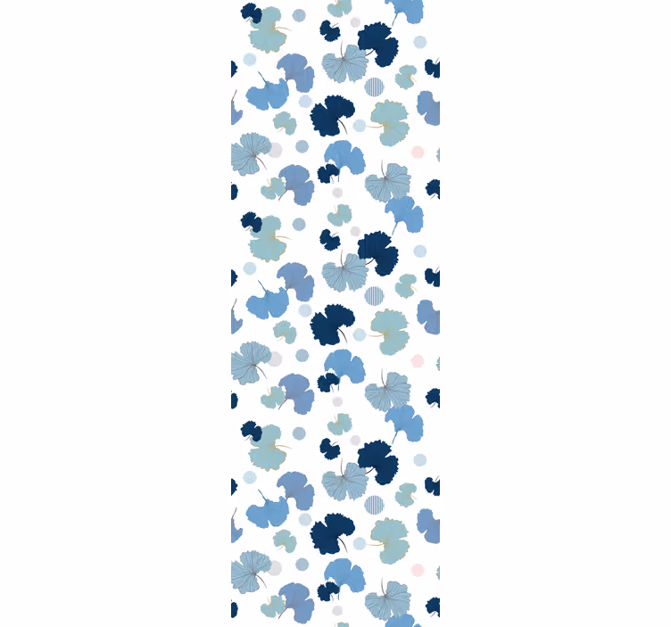 Papel pintado hojas patrón de tonos azules - TenVinilo