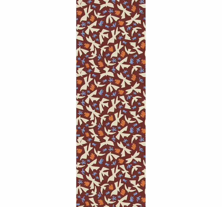 Papel pintado floral motivos naturales estilizados - TenVinilo