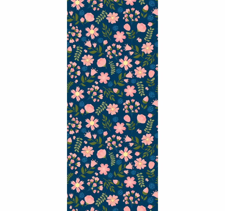 Papel pintado flores patrón rosa y azul - TenVinilo