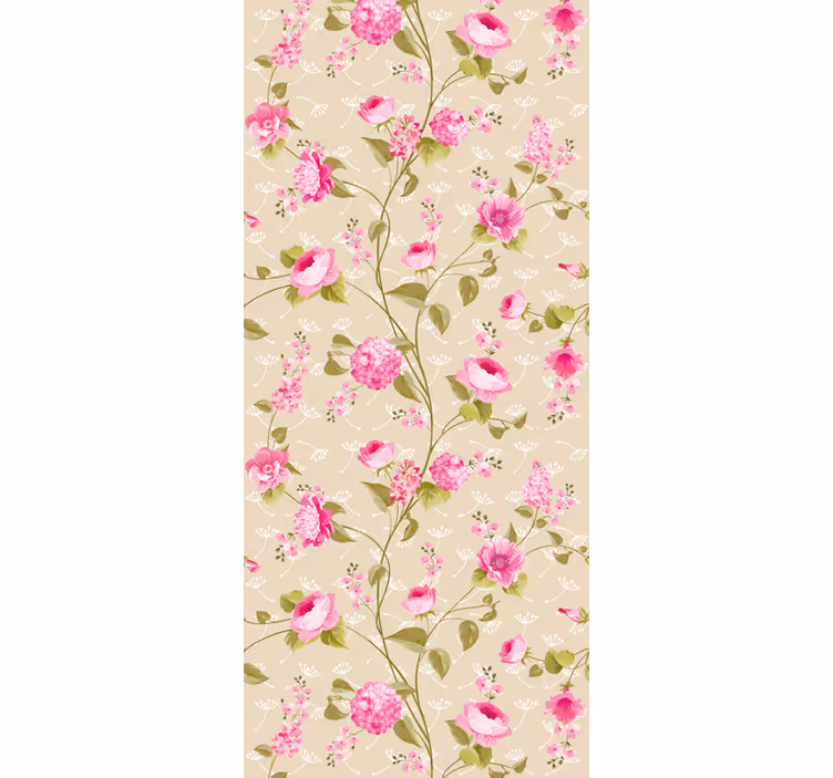 Papel pintado flores patrón de rosas beige - TenVinilo