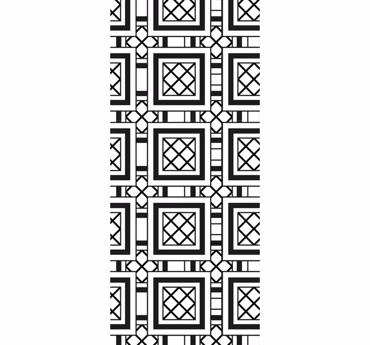 Papel pintado azulejos patrón clásico en blanco y negro - TenVinilo