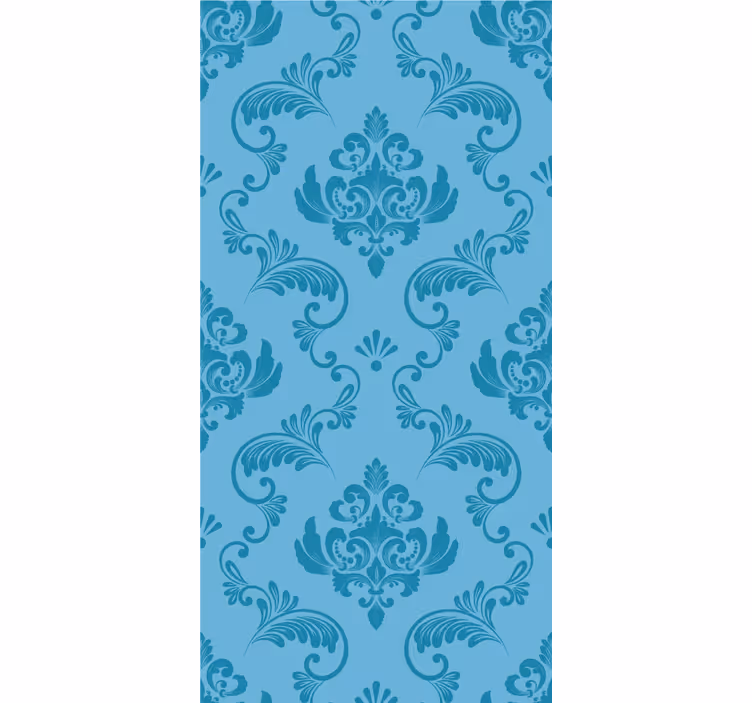Papel pintado baño curvas botánicas azules - TenVinilo