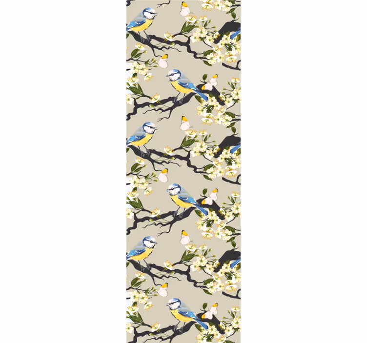 Papel pintado pájaros ramas de herrerillo común - TenVinilo