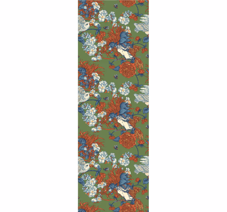 Papel pintado flores pájaros entre flores - TenVinilo