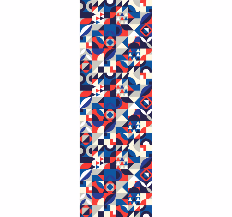 Papel pintado geométrico fusión de patrones azules - TenVinilo