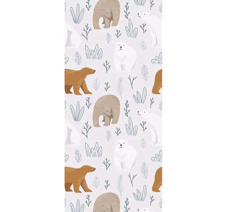 Papel pintado animal patrón de oso pardo y polar - TenVinilo