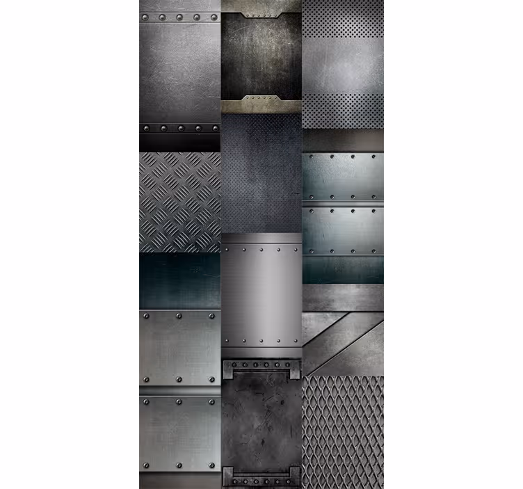 Papel pintado industrial diseño de metal negro - TenVinilo