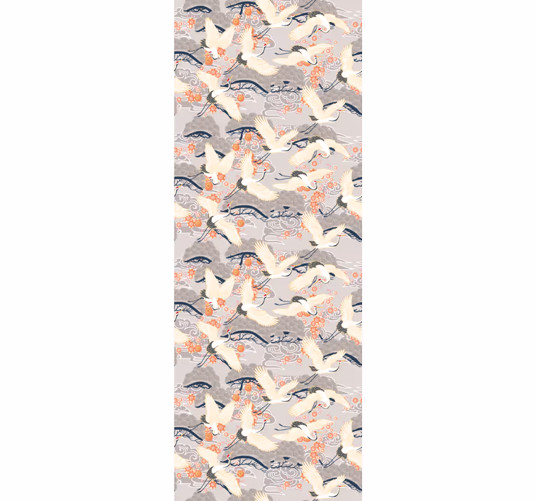 Papel pintado pájaros patrón de grullas voladoras - TenVinilo