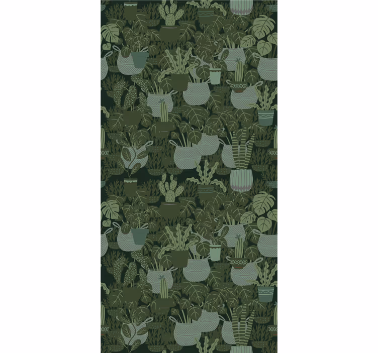 Papel pintado hojas patrones de plantas en macetas - TenVinilo