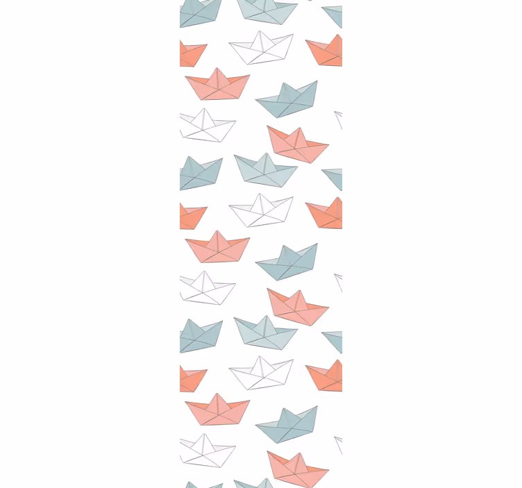 Papel pintado infantil patrón de barco de origami - TenVinilo