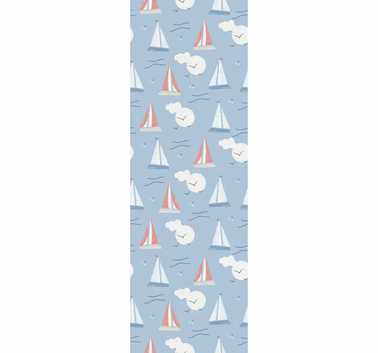 Papel pintado infantil veleros y nubes - TenVinilo