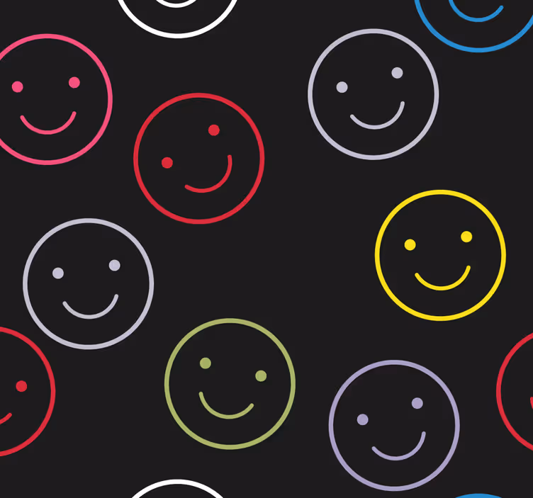 Papel pintado geométrico impresión de cara sonriente - TenVinilo