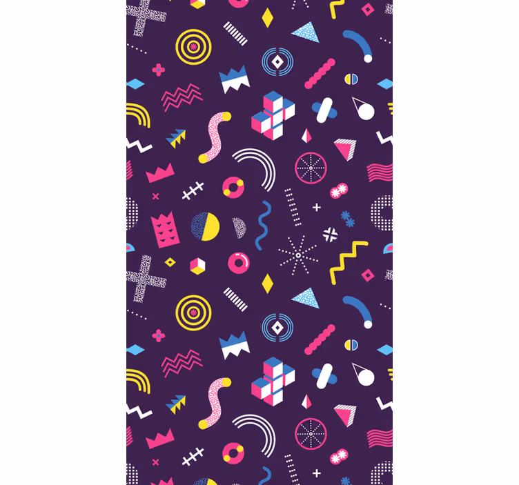 Papel pintado geométrico formas retro vibrantes - TenVinilo