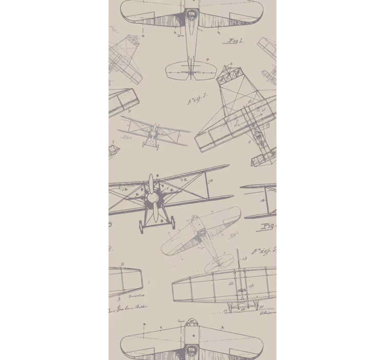 Papel pintado de arte bocetos de aviones antiguos - TenVinilo