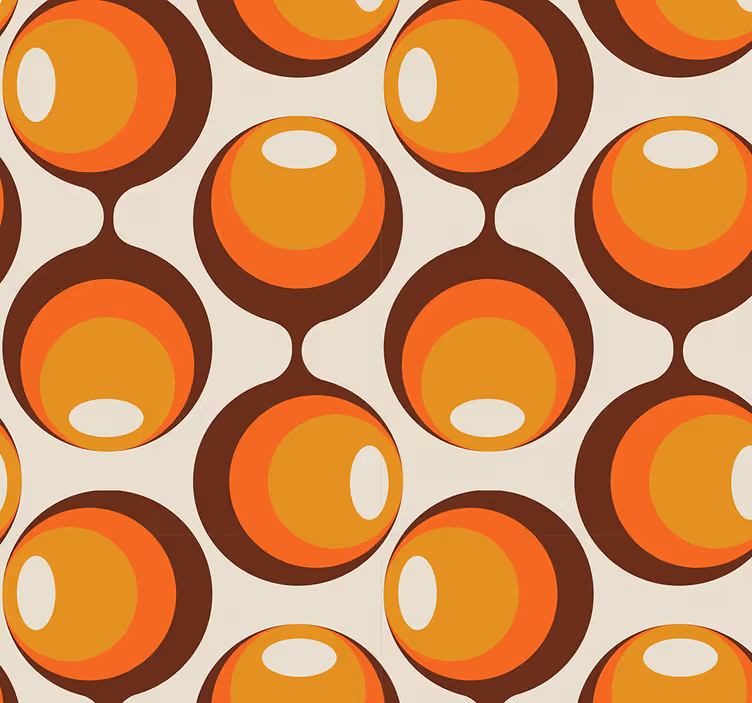 Papel pintado vintage diseño de forma semi-oblonga de los años 70 - TenVinilo