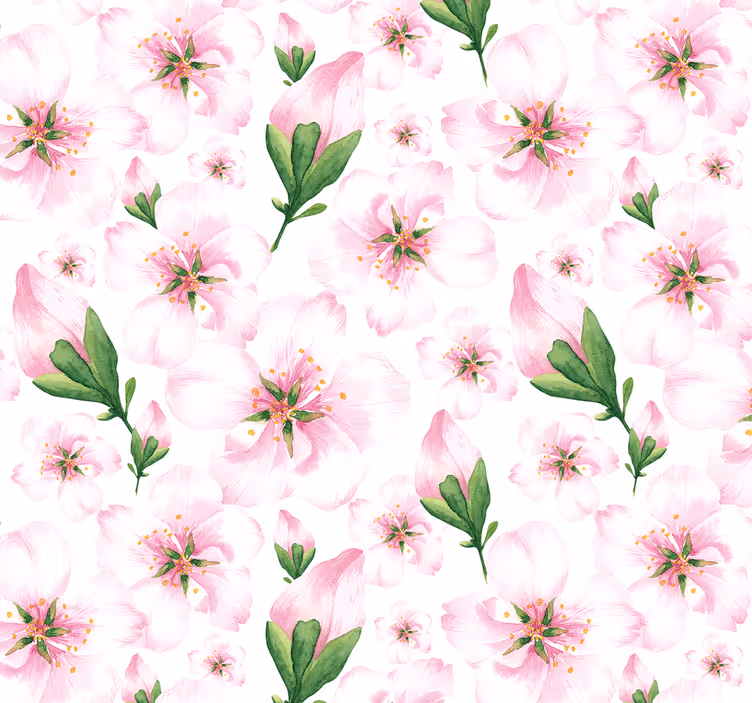 Papel pintado flores rosas de almendro - TenVinilo
