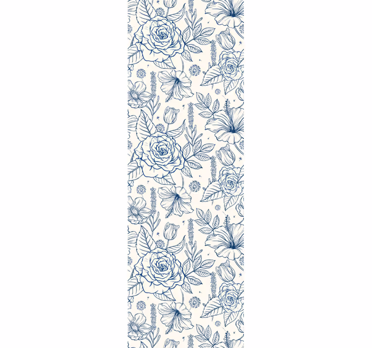 Papel pintado patrón floral azul - TenVinilo