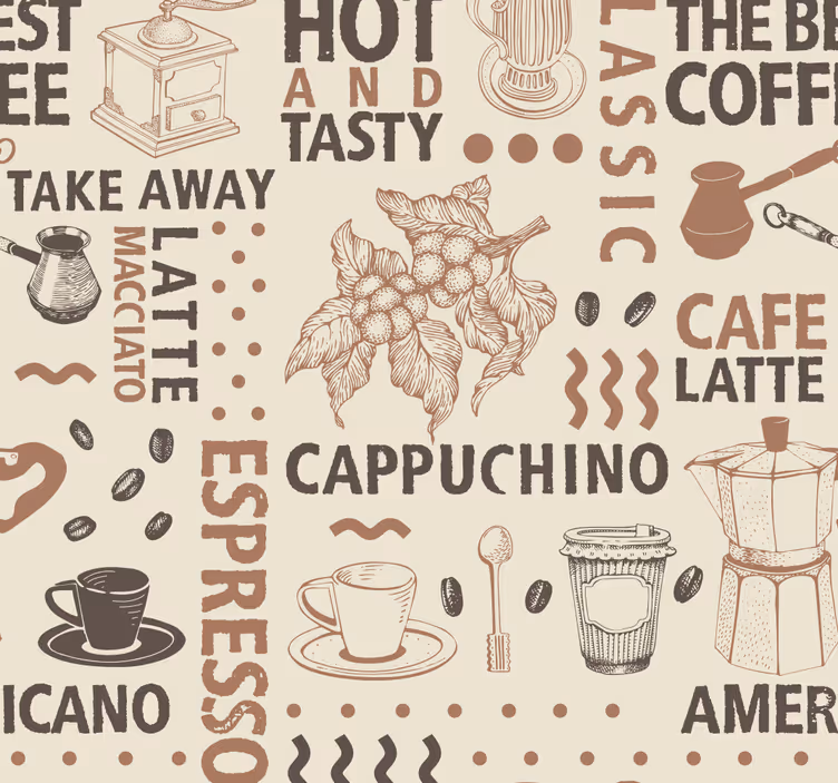 Papel pintado comedor patrón de café - TenVinilo