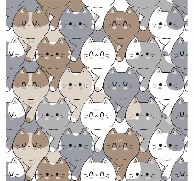 Papel habitación infantil ilustración gatos - TenVinilo