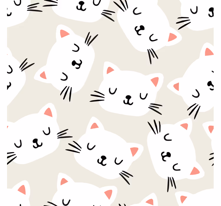 Papel habitación infantil dibujo gato blanco - TenVinilo