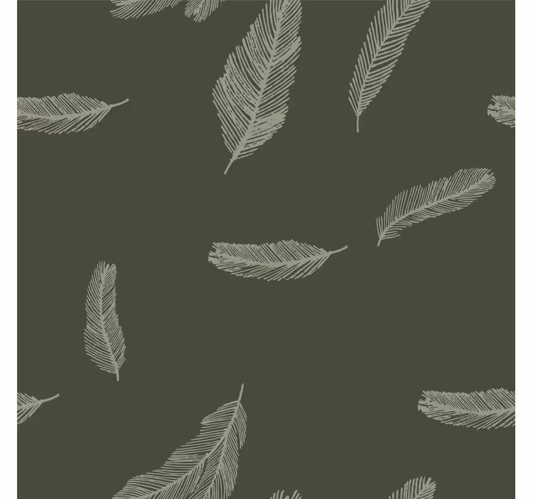 Papel dormitorio plumas verdes minimalistas - TenVinilo