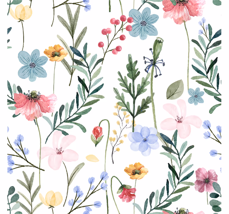 Papel pintado salón flores multicolor - TenVinilo