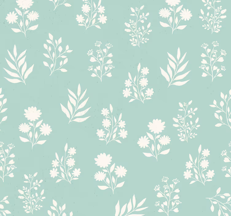 Papel pintado verde patrón flores pequeñas - TenVinilo