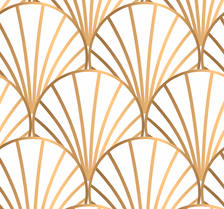 Papel pintado dormitorio matrimonio art déco blanco y dorado - TenVinilo