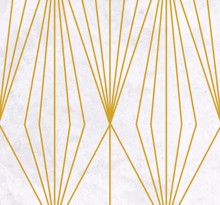 Papel pintado salón triángulos blancos y dorados - TenVinilo