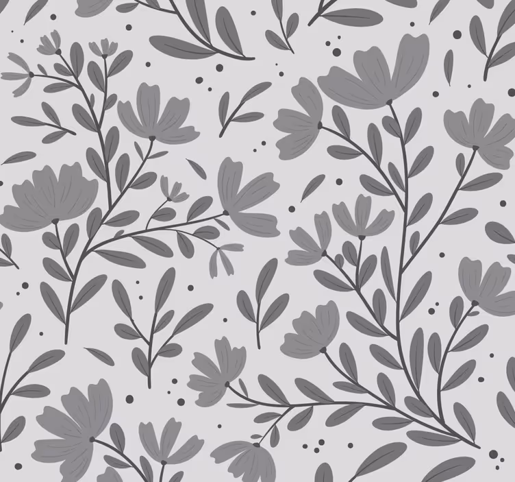 Papel pintado cabecero flores grises - TenVinilo