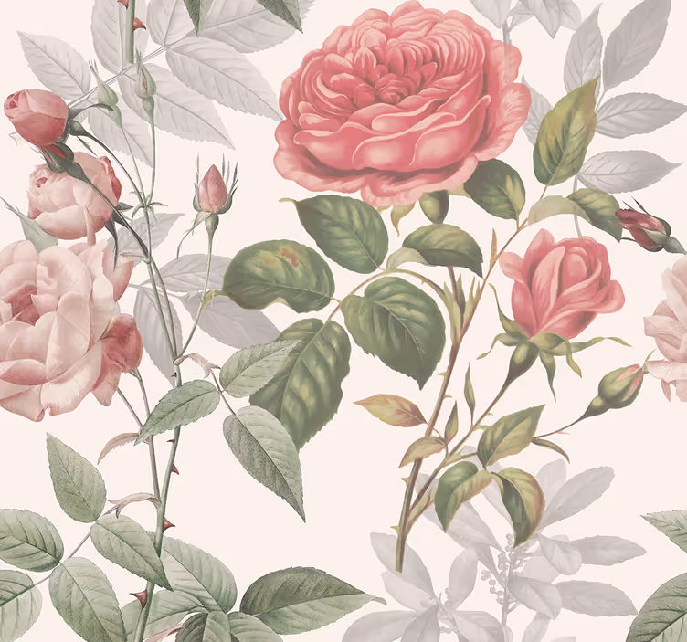 Papel pintado cabecero rosas grandes - TenVinilo