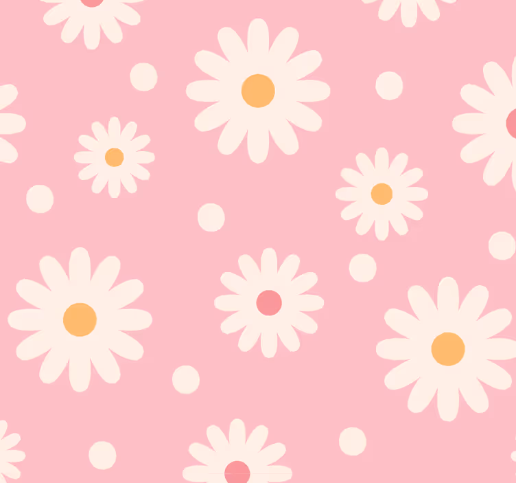 Papel pintado flores diseño de patrón de margarita - TenVinilo