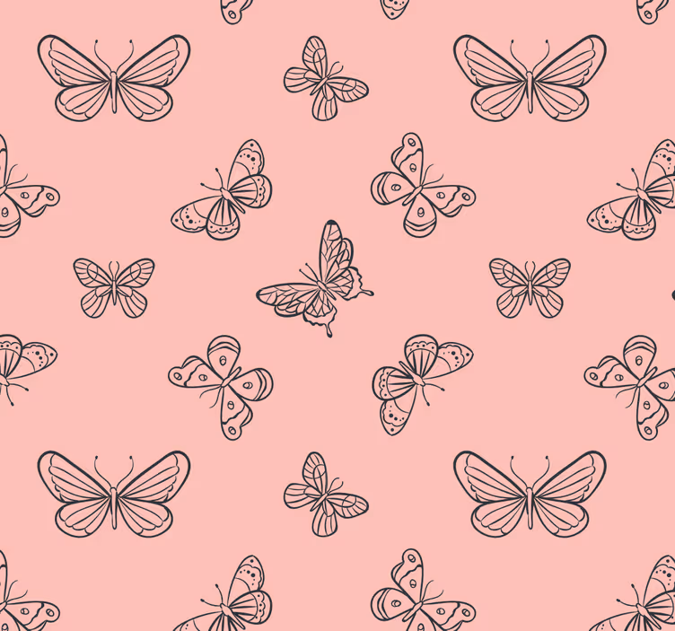 Papel pintado rosa patrón de mariposa - TenVinilo