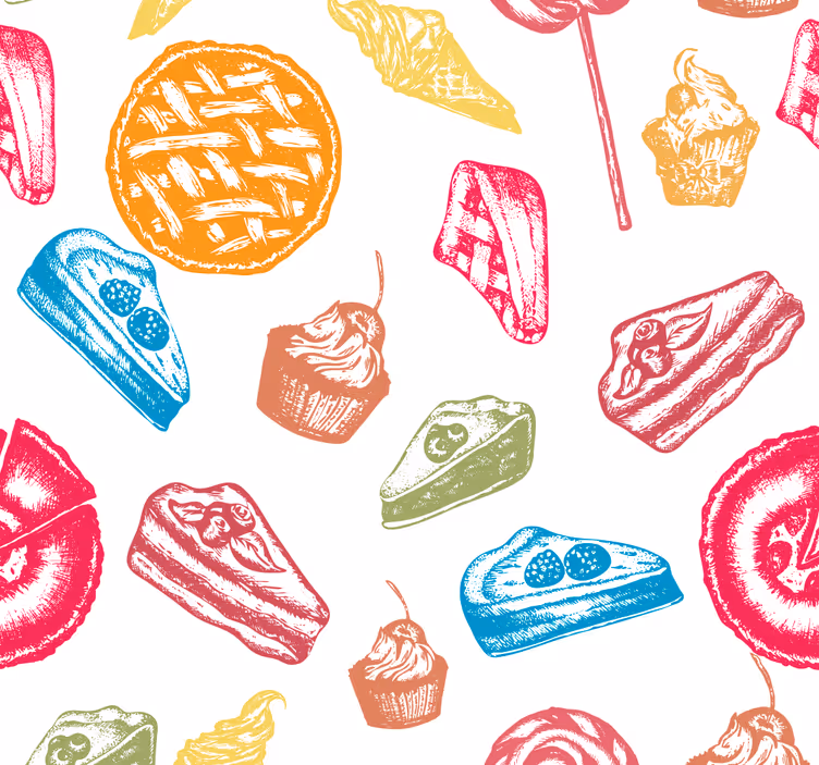 Papel pintado cocina patrón de dulces - TenVinilo