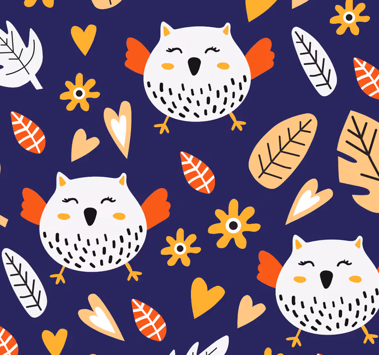 Papel pintado pájaros patrón de naturaleza de búho - TenVinilo
