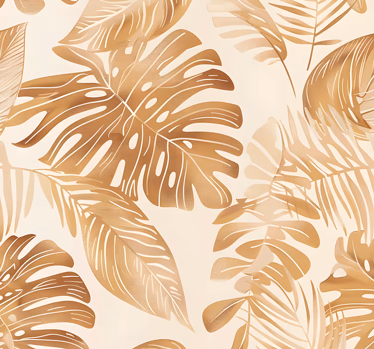 Papel pintado hojas estilo de hojas grandes beige - TenVinilo