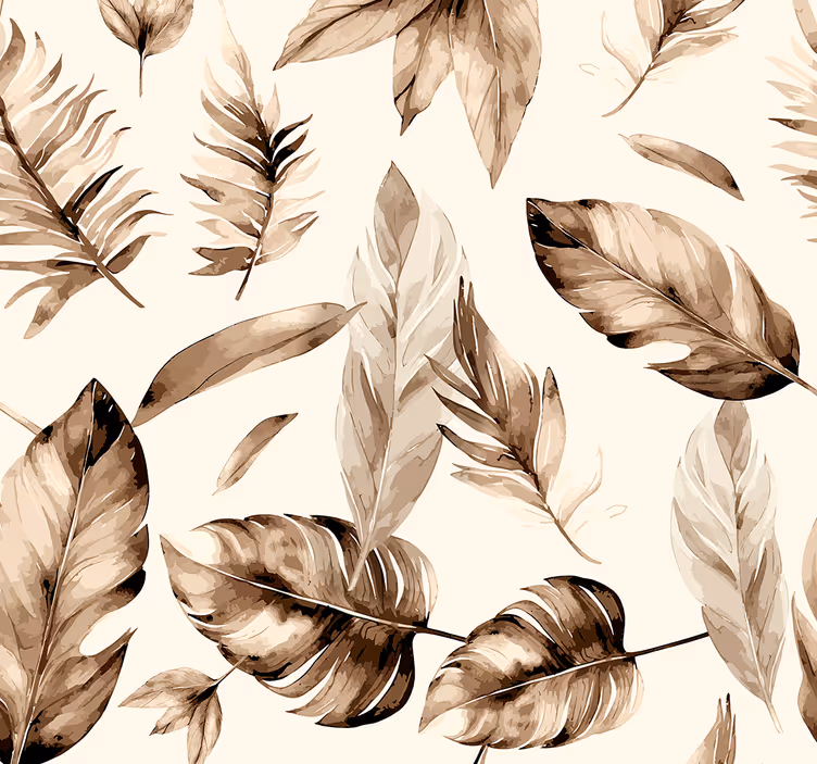 Papel pintado hojas motivo de hojas beige - TenVinilo