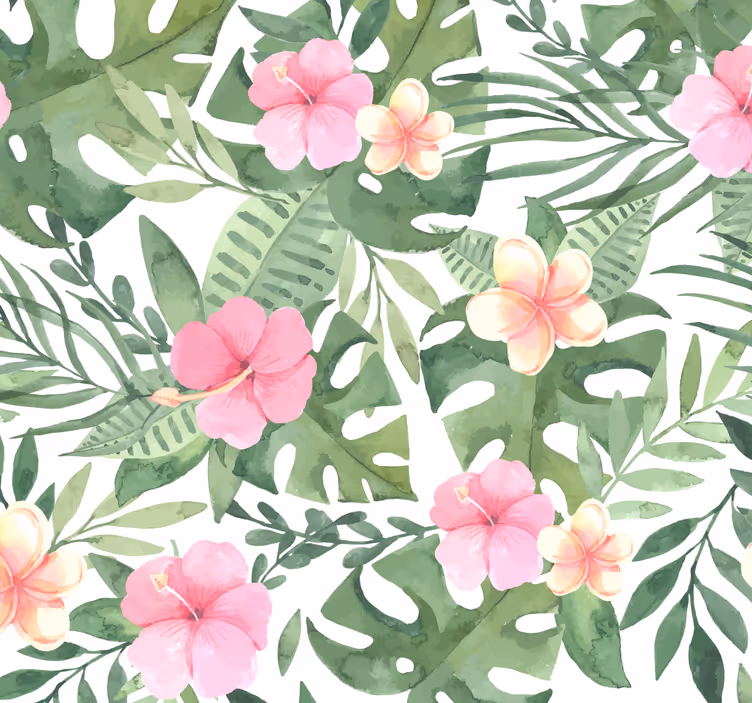Papel pintado hojas patrón floral tropical - TenVinilo