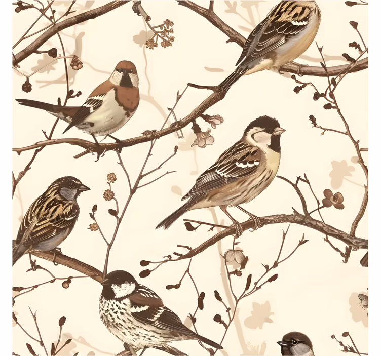 Papel pintado cabecero pájaros salvajes - TenVinilo