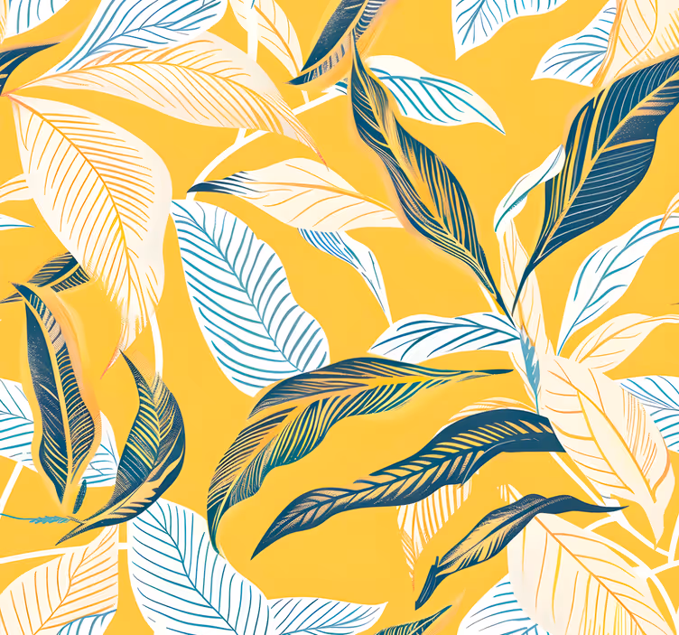 Papel pintado amarillo flora mediterránea - TenVinilo