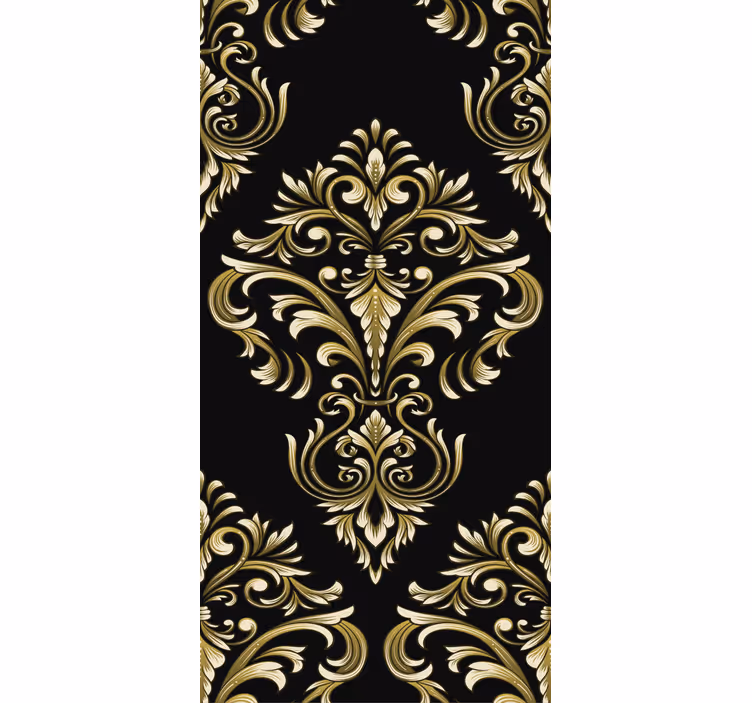 Papel pintado negro patrón dorado tradicional - TenVinilo