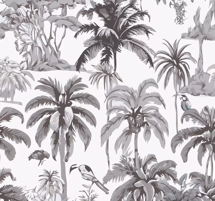 Papel pintado gris palmeras - TenVinilo
